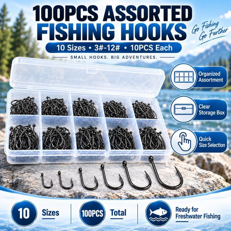 100PCS Barbed Fishing Hooks Se - огляд і ціна Fishing Hook Assortment
