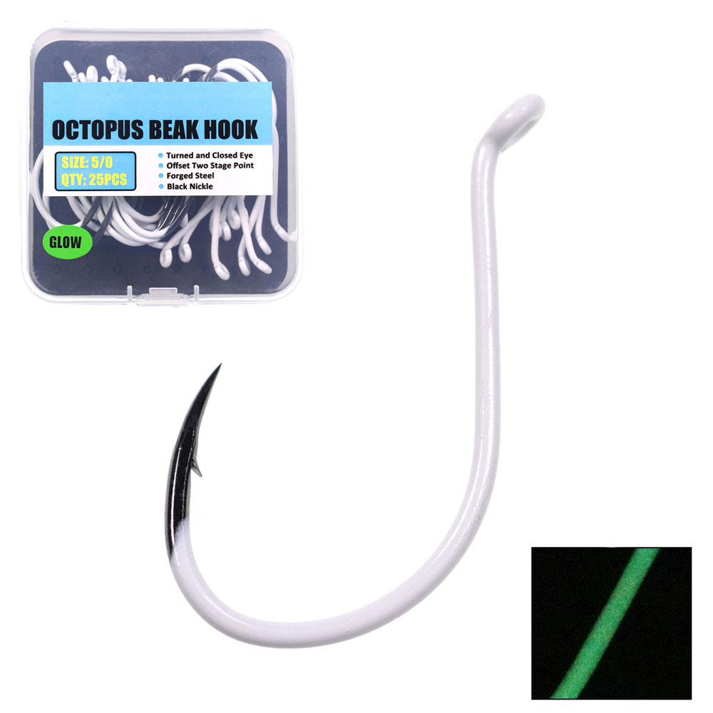 25pcs/box Luminous Imported St - огляд і ціна Fishing Hook Offset